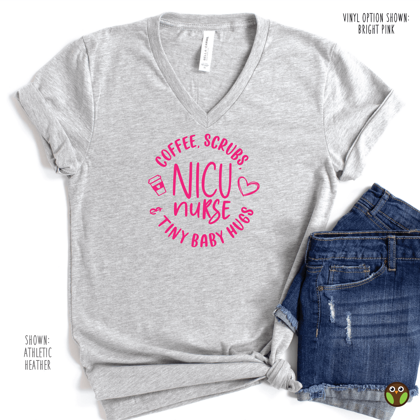 Coffee, Scrubs, And Tiny Baby Hugs - Unisex Nurse V-Neck Shirt