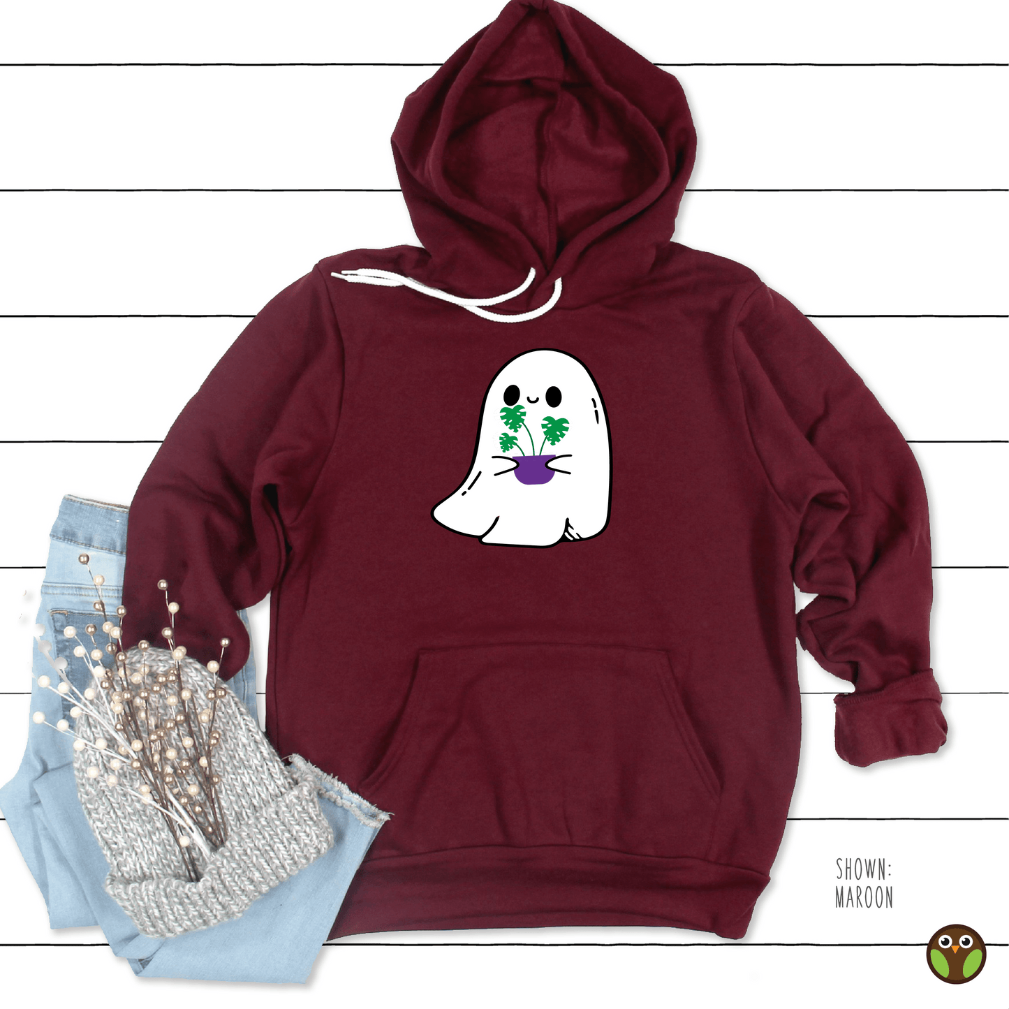 Ghost with Plant - Unisex Halloween Pullover Hoodie