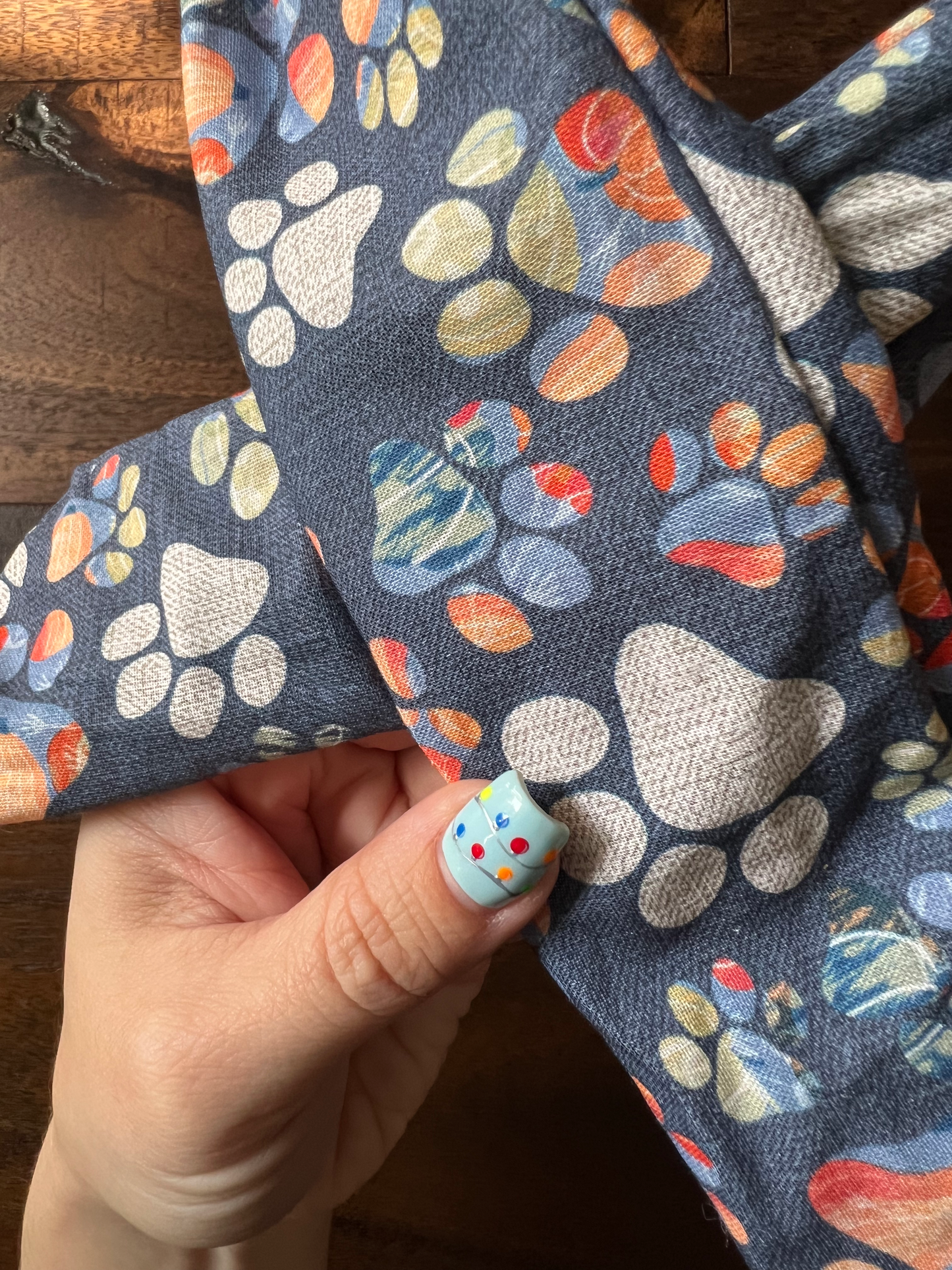 Multi Paw Print on Blue - Wired Head Wrap