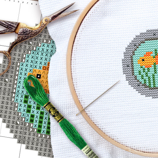 Cross Stitch Pattern - Fish Bowl (PDF)