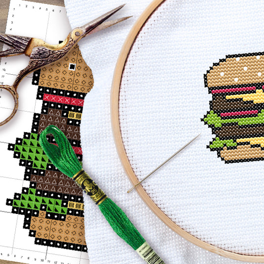 Cross Stitch Pattern - Hamburger (PDF)