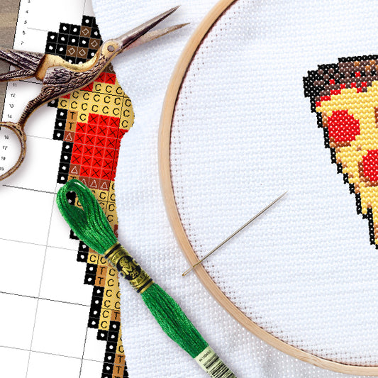 Cross Stitch Pattern - Pizza Slice (PDF)
