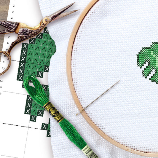 Cross Stitch Pattern - Single Monsterra Leaf (PDF)