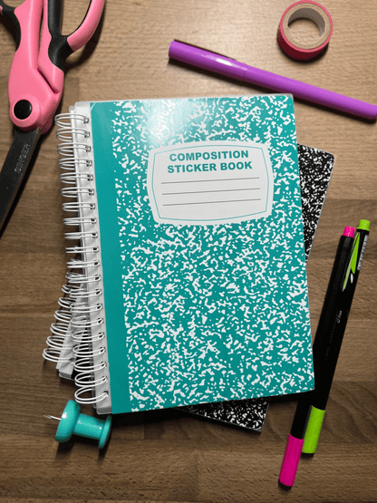 5x7" Reusable Sticker Book - Retro Classic Composition Notebook Theme