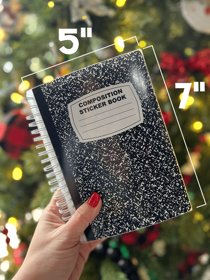 5x7" Reusable Sticker Book - Retro Classic Composition Notebook Theme